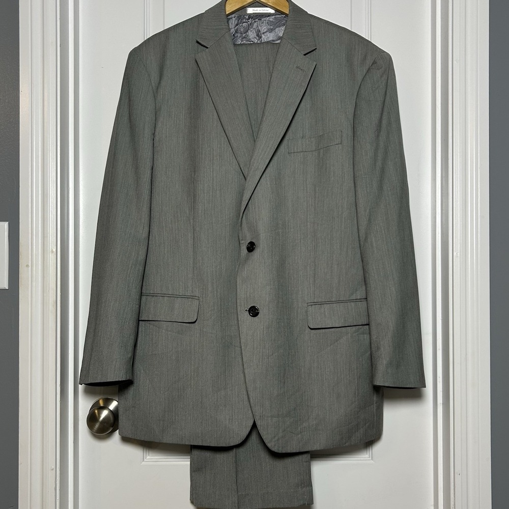 Chaps Ralph Lauren Gray Single Breasted Blazer & Trouser Two Piece Suit Set